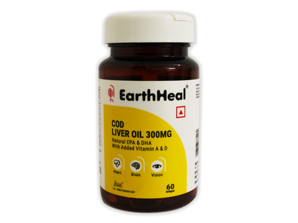 COD LIVER OIL 60 SOFTGELS Earth Heal Nutra